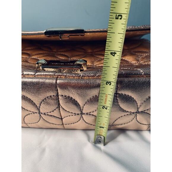 New Michael Kors Sloan Gold Chain Quilted Leather Shoulder Bag Rose Gold Shiny - Picture 8 of 16